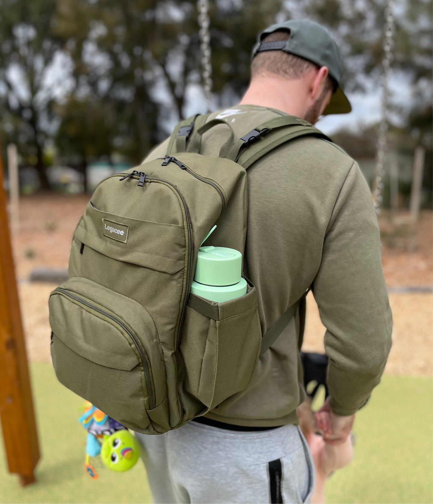 Unisex Nappy Backpack Khaki Green