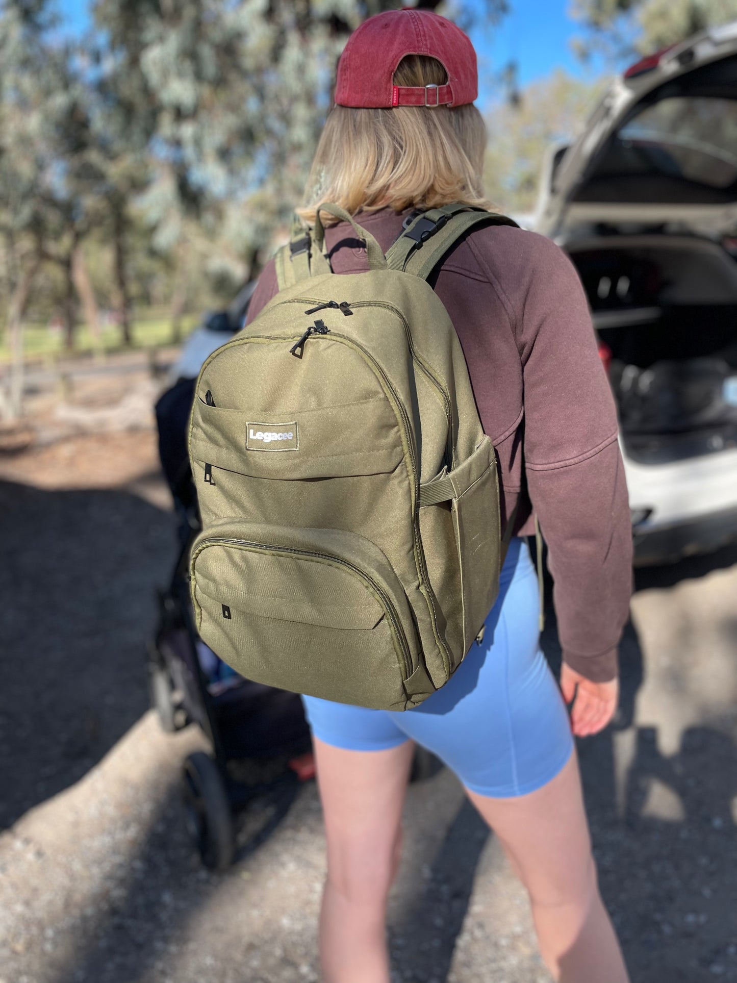 Unisex Nappy Backpack Khaki Green