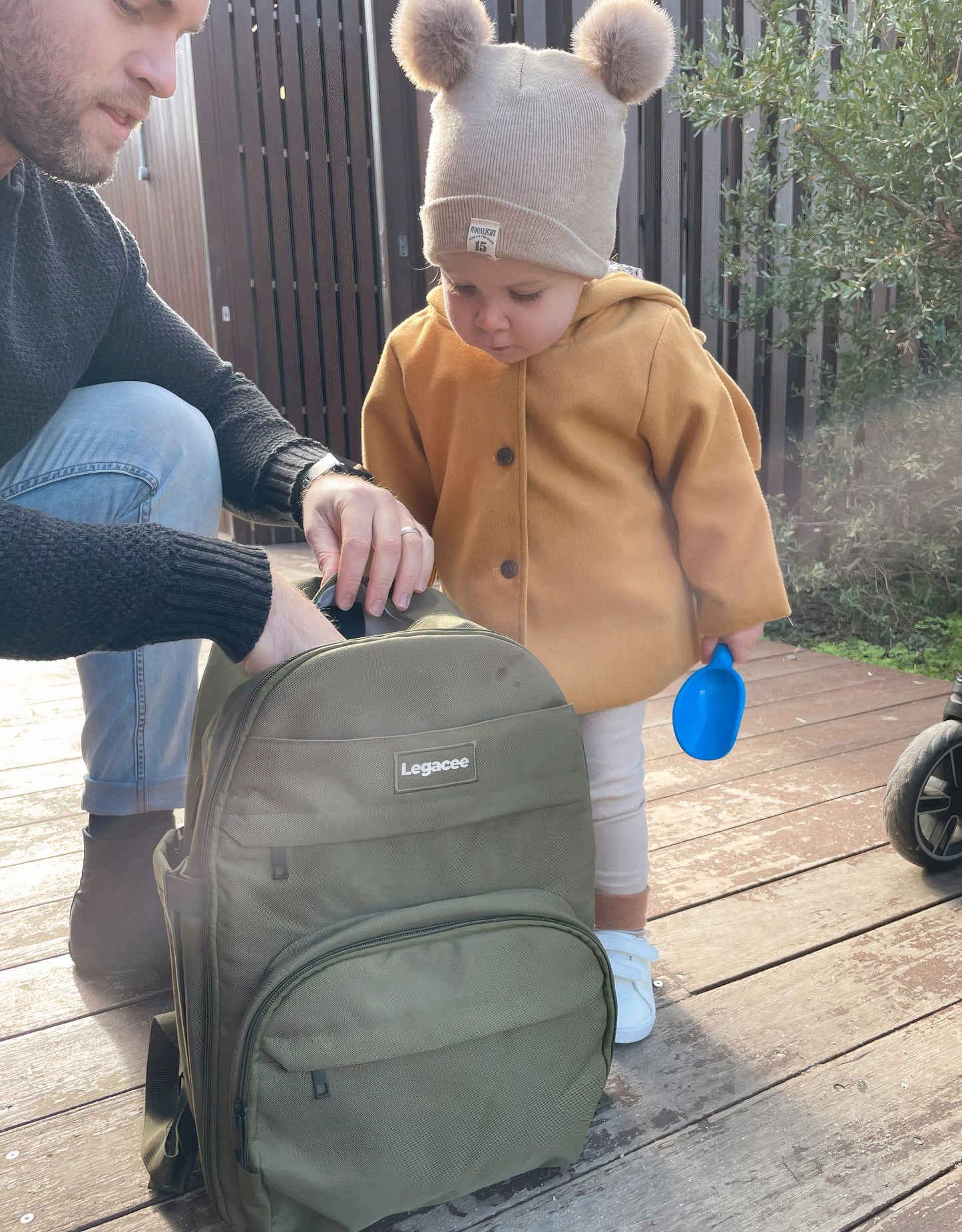 Unisex Nappy Backpack Khaki Green